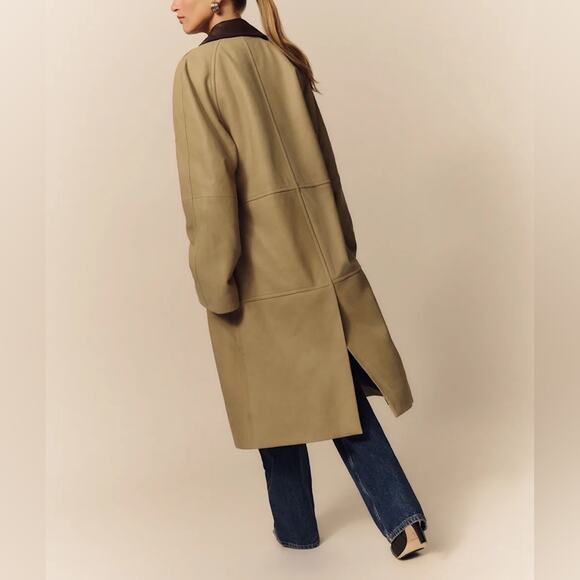 NEW NWT Reformation Veda Beck Leather Trench Coat - Picture 2 of 12